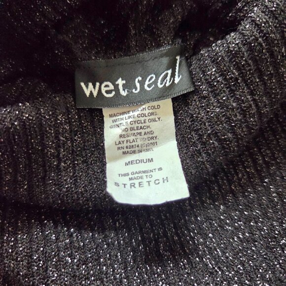 Wet Seal Vintage Y2K Fitted Turtleneck Sleeveless Sweater Top Black Women Medium - Picture 4 of 7